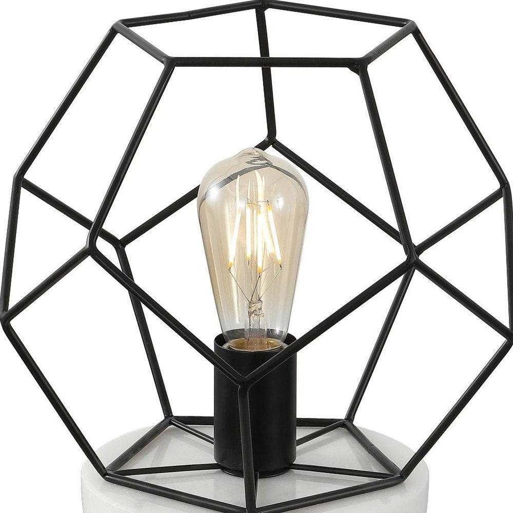 10" White Geometric Table Lamp LED