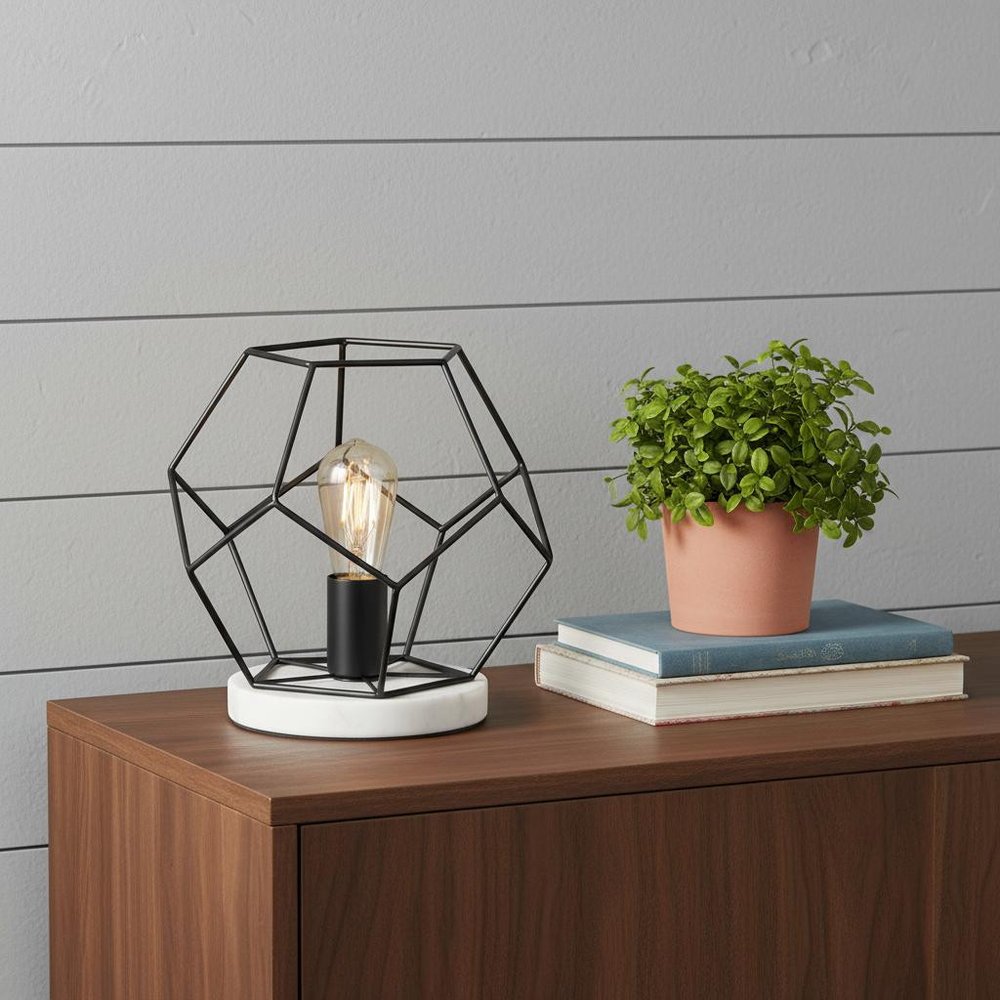 10" White Geometric Table Lamp LED