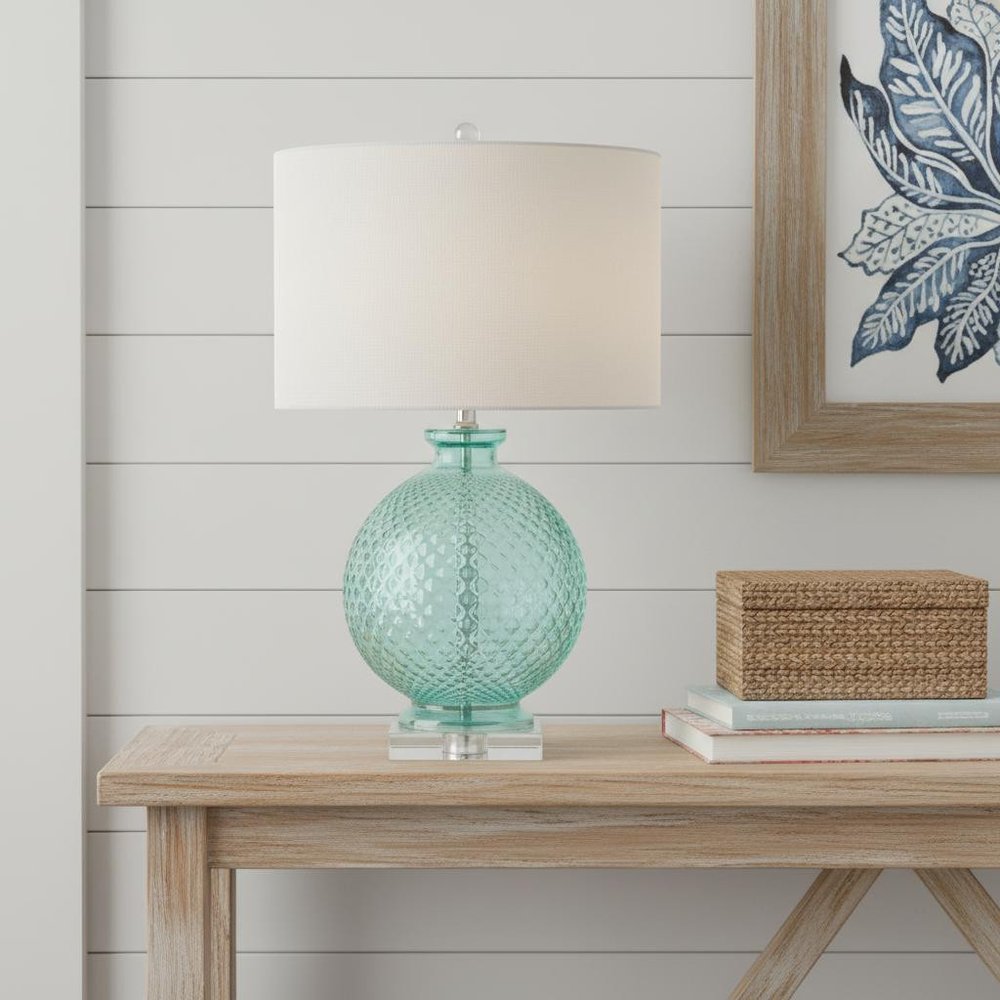 26" Clear Novelty Table Lamp LED With Drum Shade