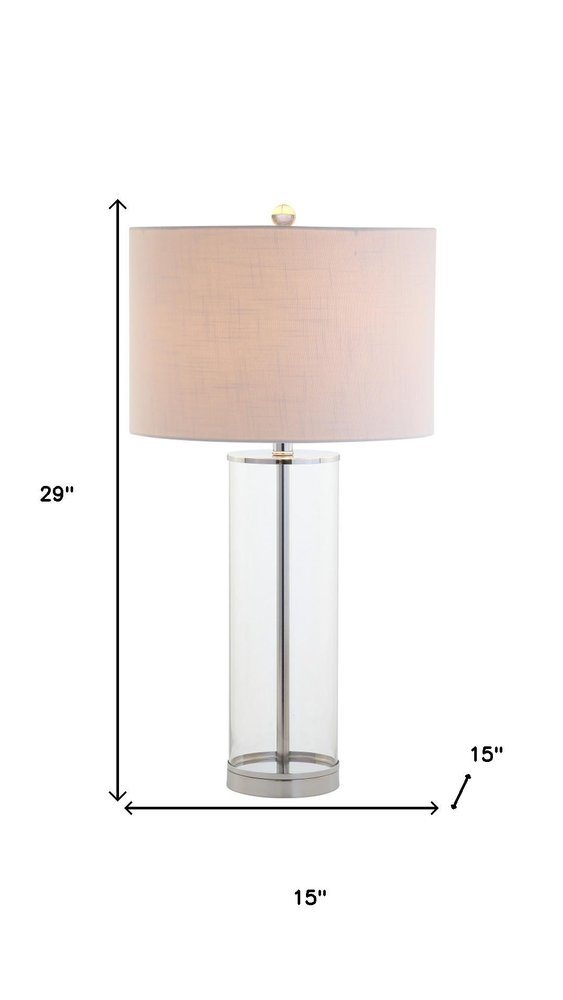 29" Silver Novelty Table Lamp LED With Drum Shade