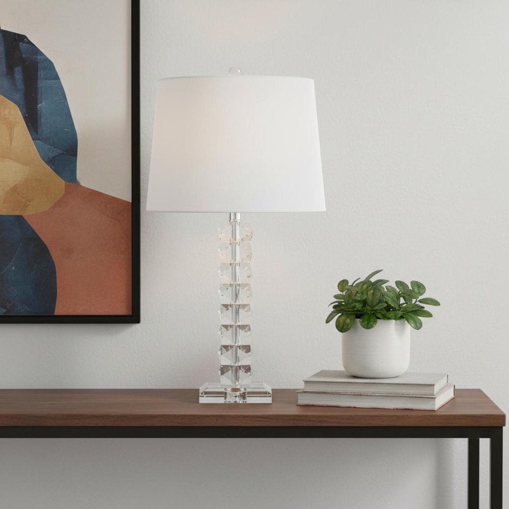 26" Clear Novelty Table Lamp LED With Drum Shade