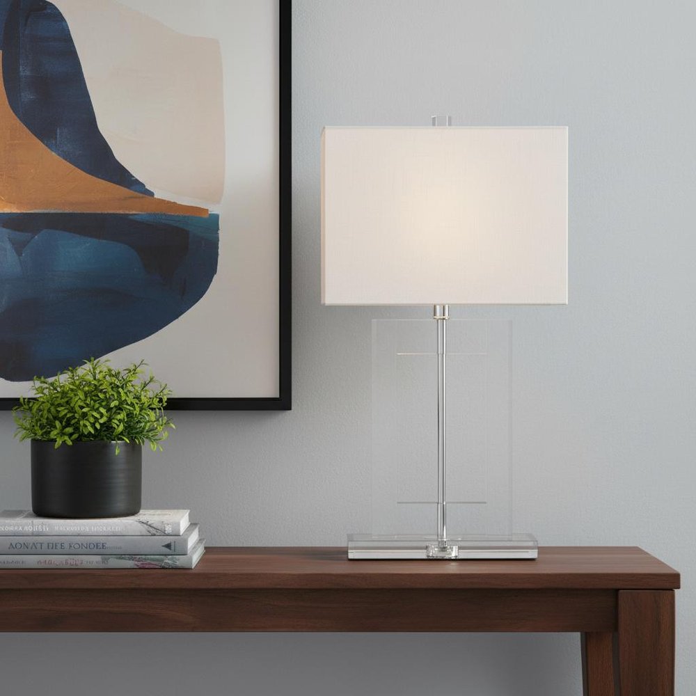 26" Clear Novelty Table Lamp LED With Drum Shade