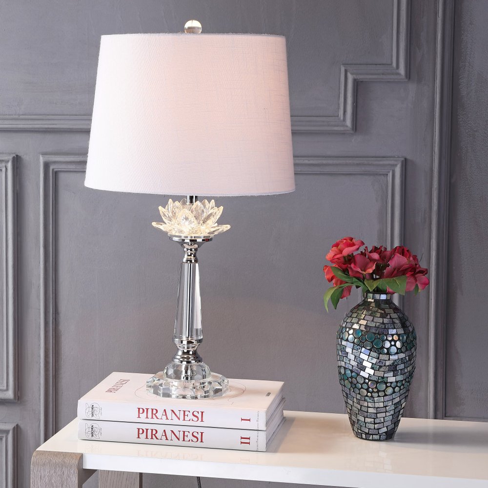 25" Clear Novelty Table Lamp LED With Drum Shade