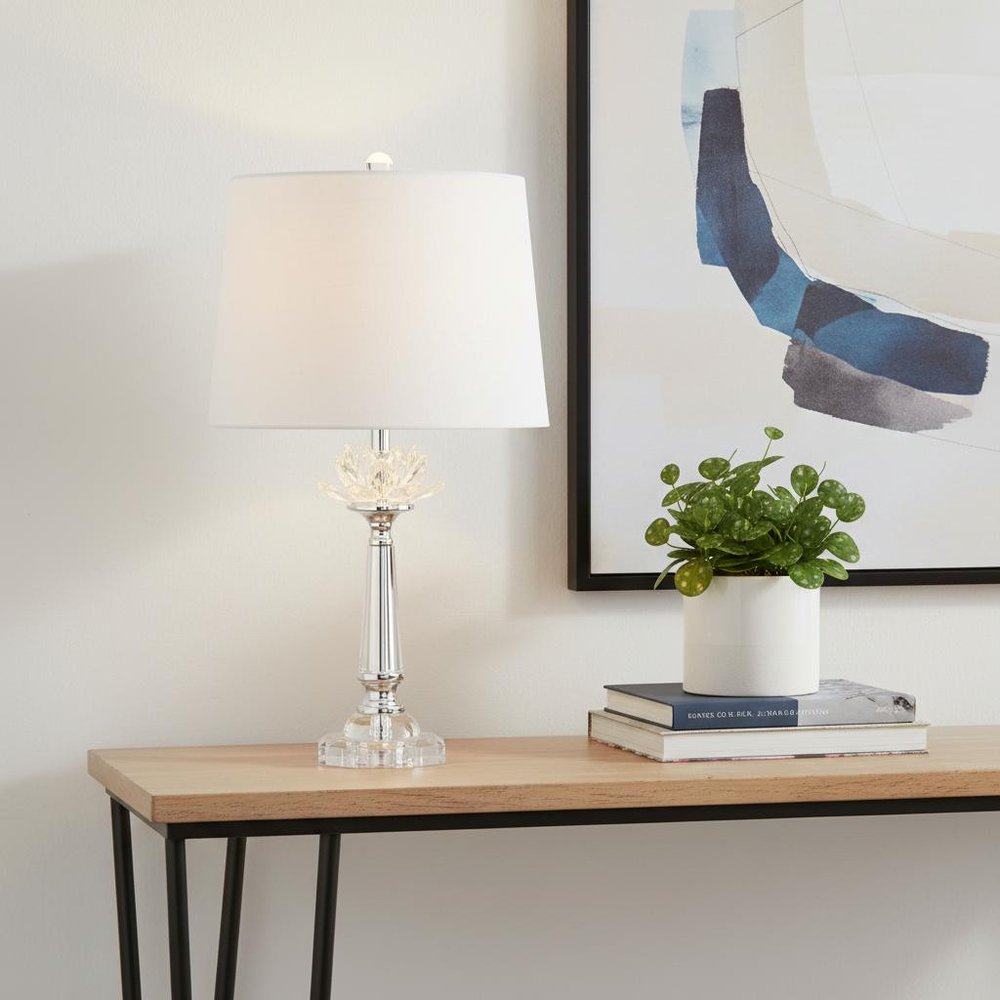 25" Clear Novelty Table Lamp LED With Drum Shade
