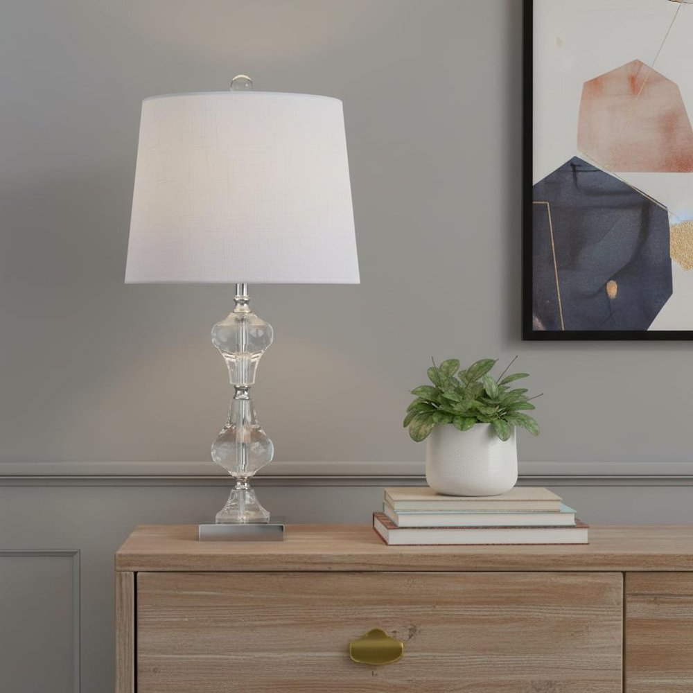 26" Silver Novelty Table Lamp LED With Empire Shade