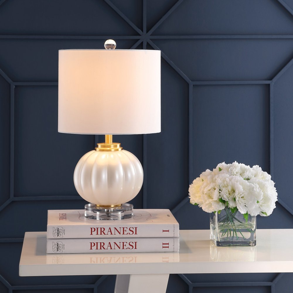 18" Clear Novelty Table Lamp LED With Drum Shade