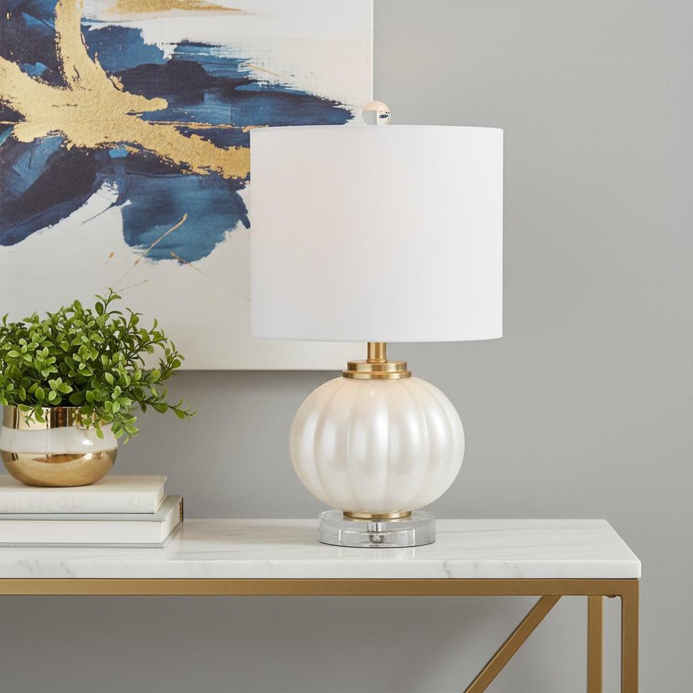 18" Clear Novelty Table Lamp LED With Drum Shade