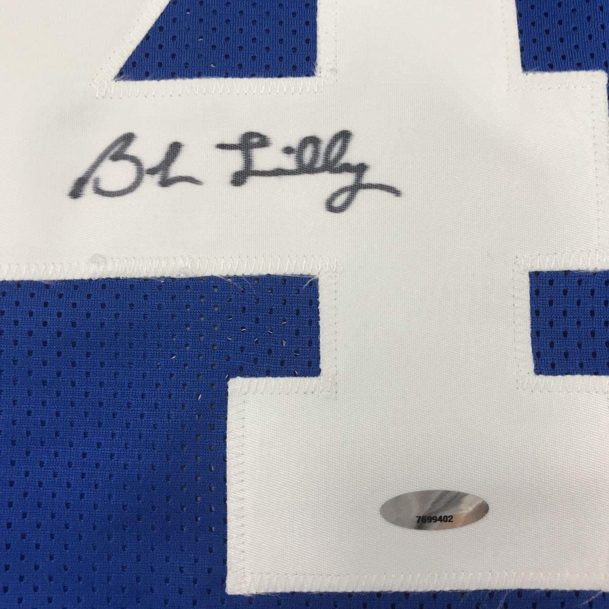 Framed Autographed/Signed Bob Lilly 35x39 Dallas Retro Blue Football Jersey Tristar COA Holo Only