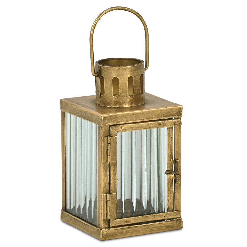 7" Gold Metal Tabletop Lantern Candle Holder