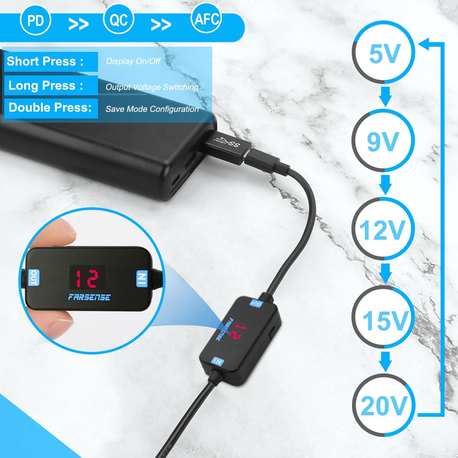 USB C to DC Adapter, Barrel PD Trigger Cable 3.3ft with USB C Male to Female/USB