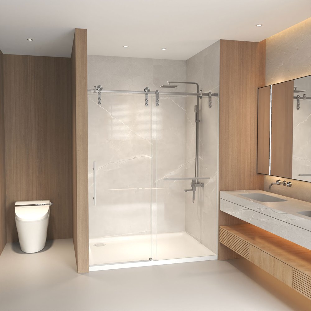 Set Of Two Tempered Glass Shower Doors