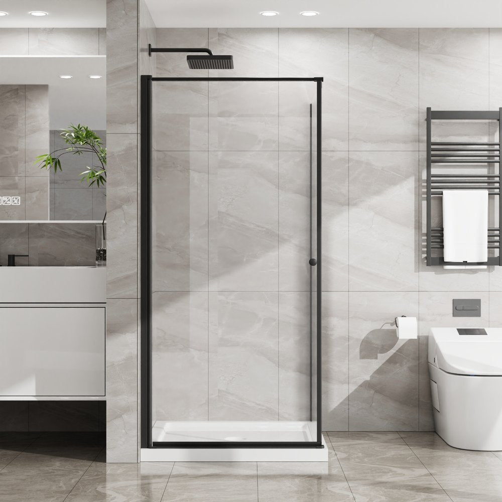 Set Of Two Aluminum and Tempered Glass Shower Doors
