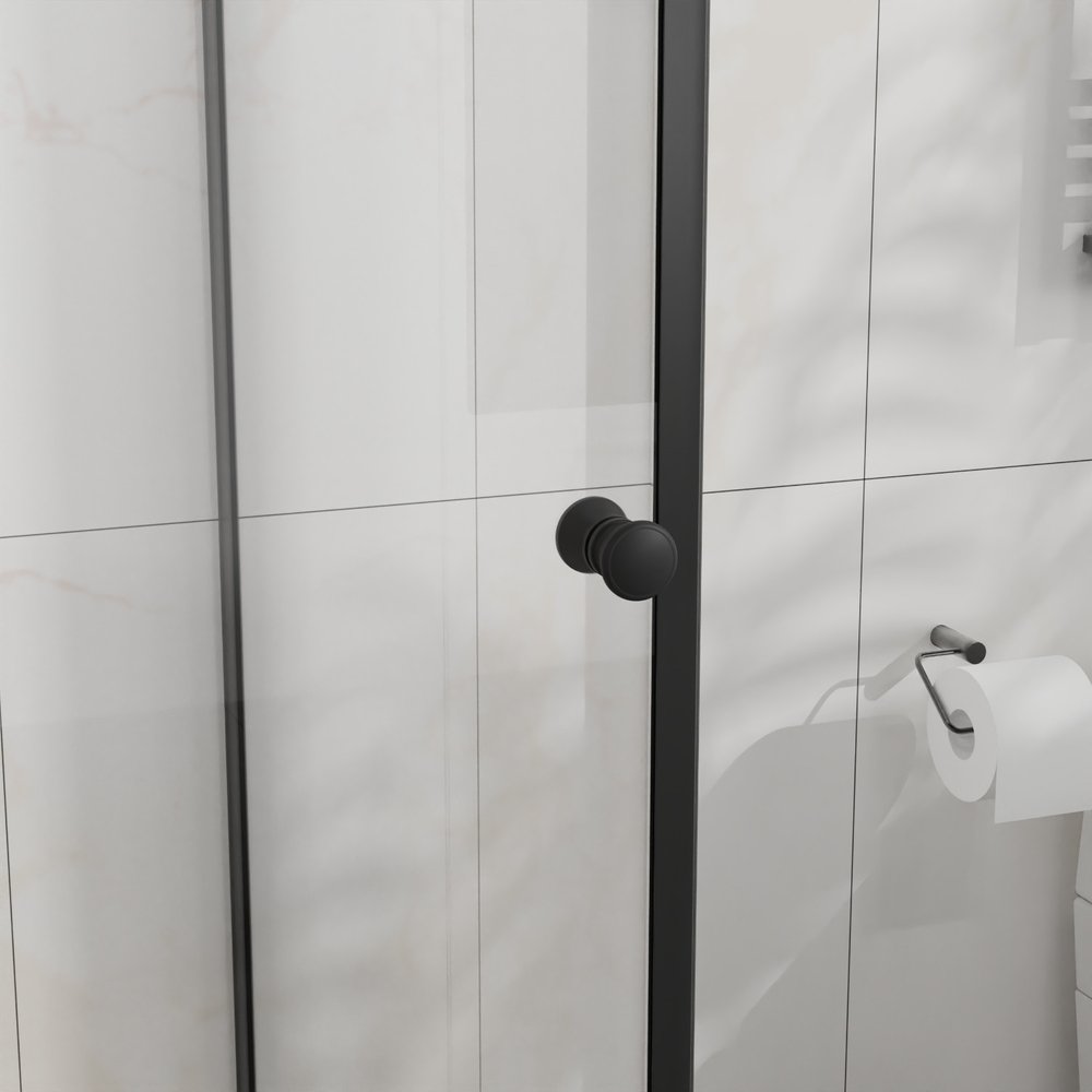 Set Of Two Aluminum and Tempered Glass Shower Doors
