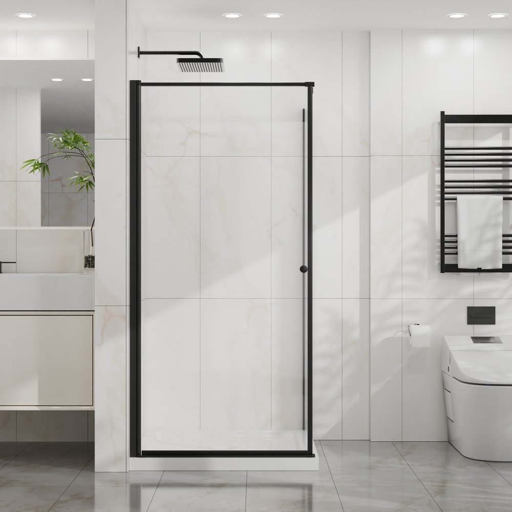 Set Of Two Aluminum and Tempered Glass Shower Doors