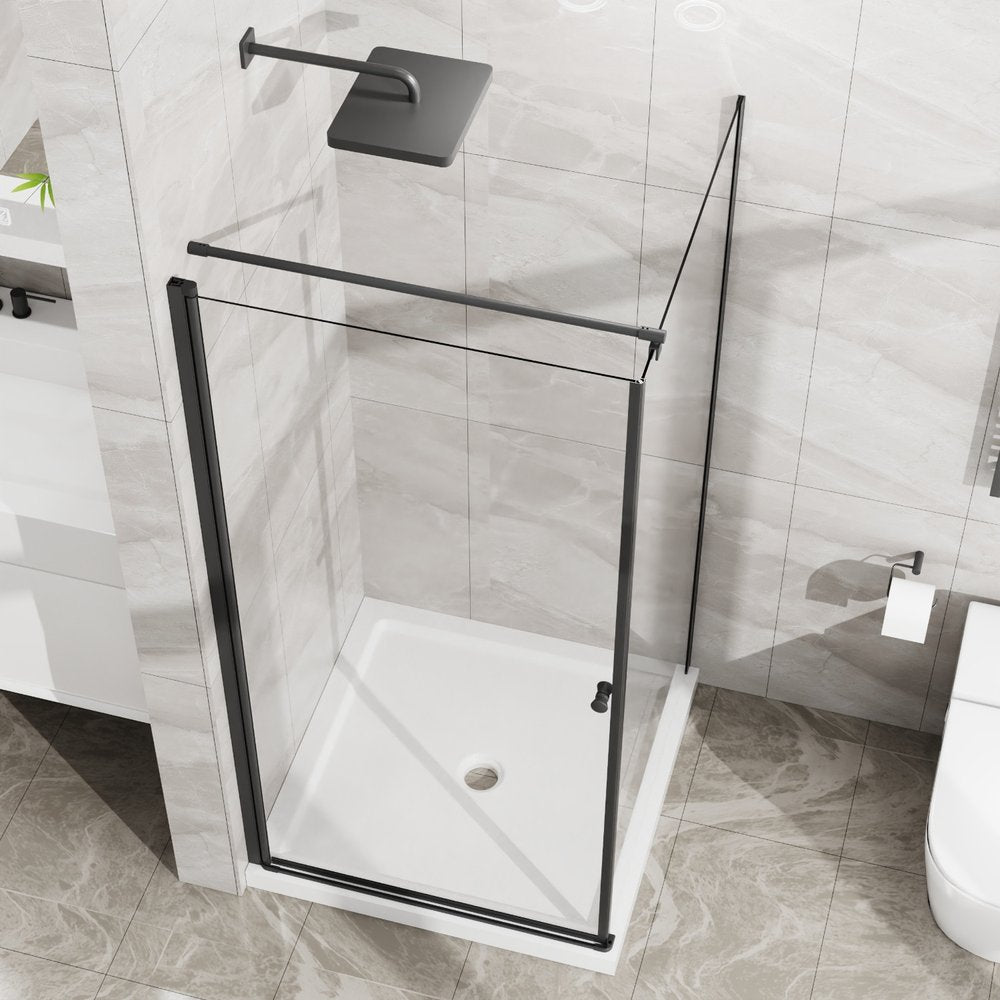 Set Of Two Aluminum and Tempered Glass Shower Doors