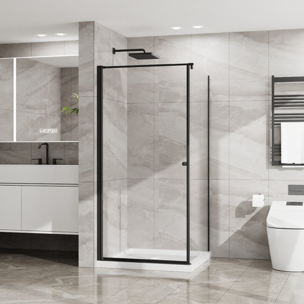 Set Of Two Aluminum and Tempered Glass Shower Doors