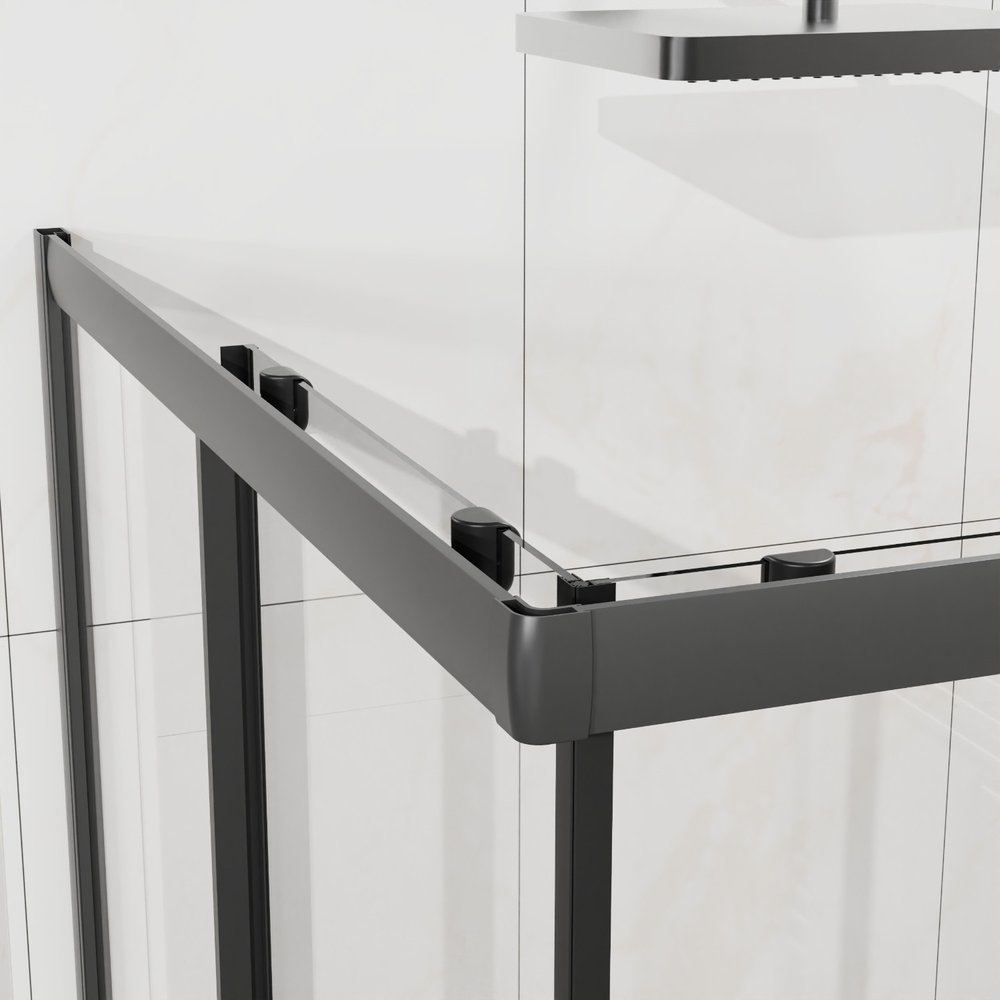 Set Of Two Aluminum and Tempered Glass Shower Doors