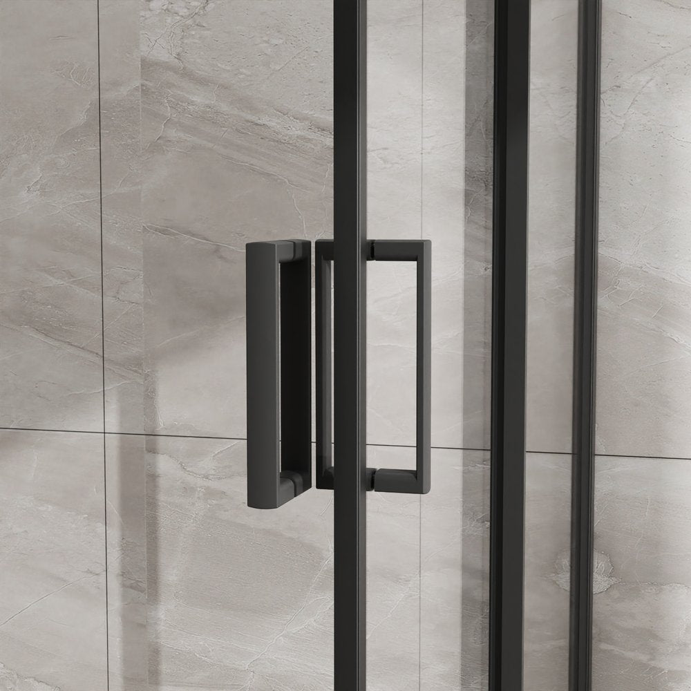 Set Of Two Aluminum and Tempered Glass Shower Doors