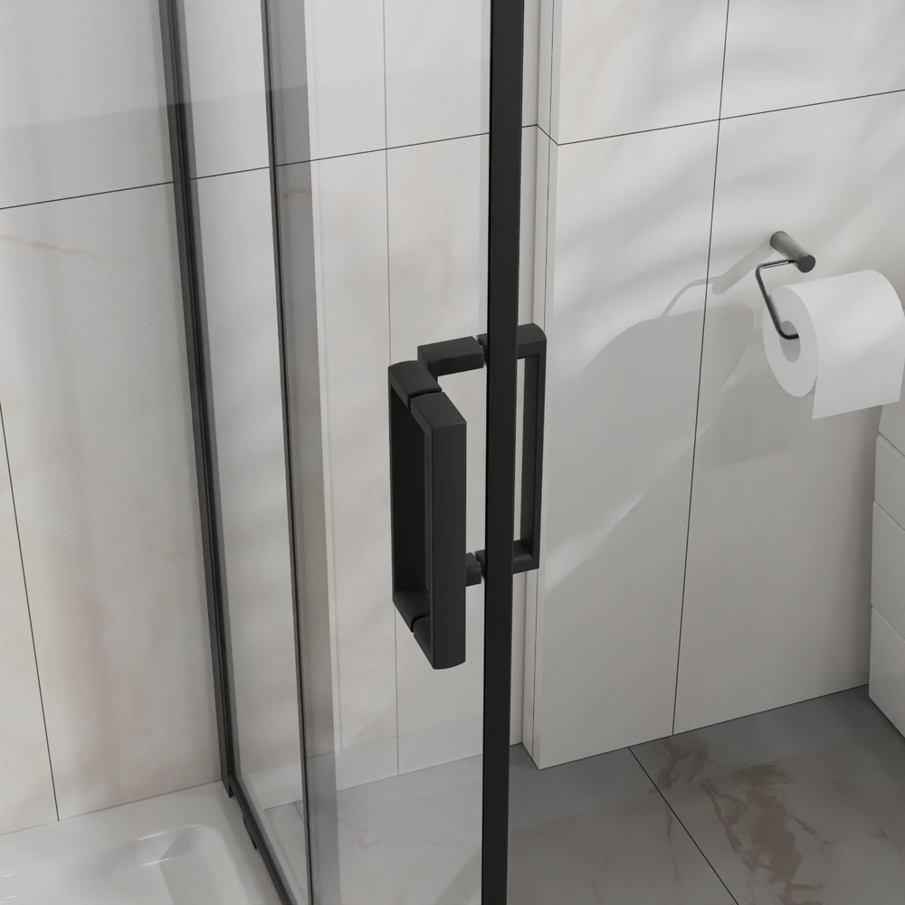 Set Of Two Aluminum and Tempered Glass Shower Doors
