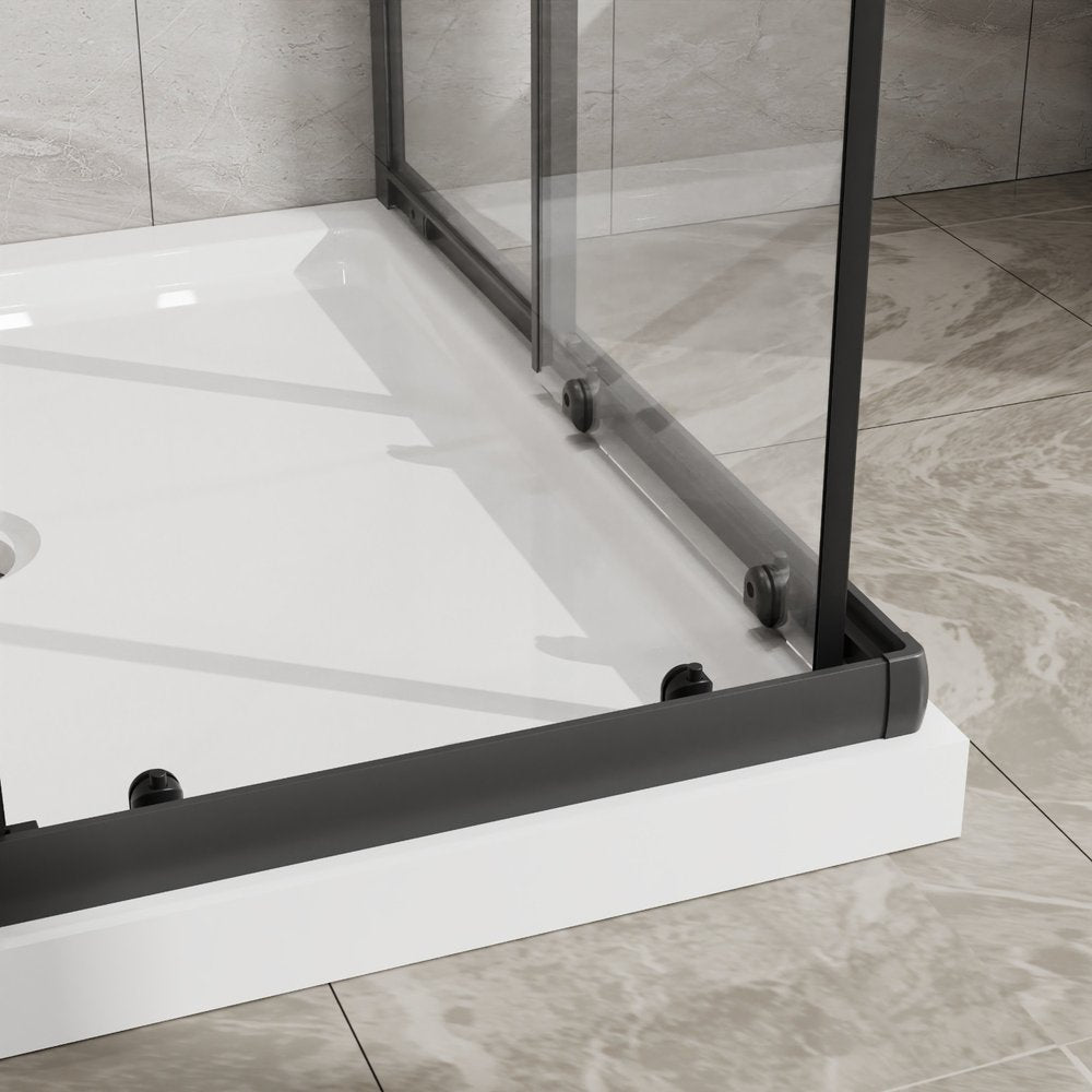 Set Of Two Aluminum and Tempered Glass Shower Doors