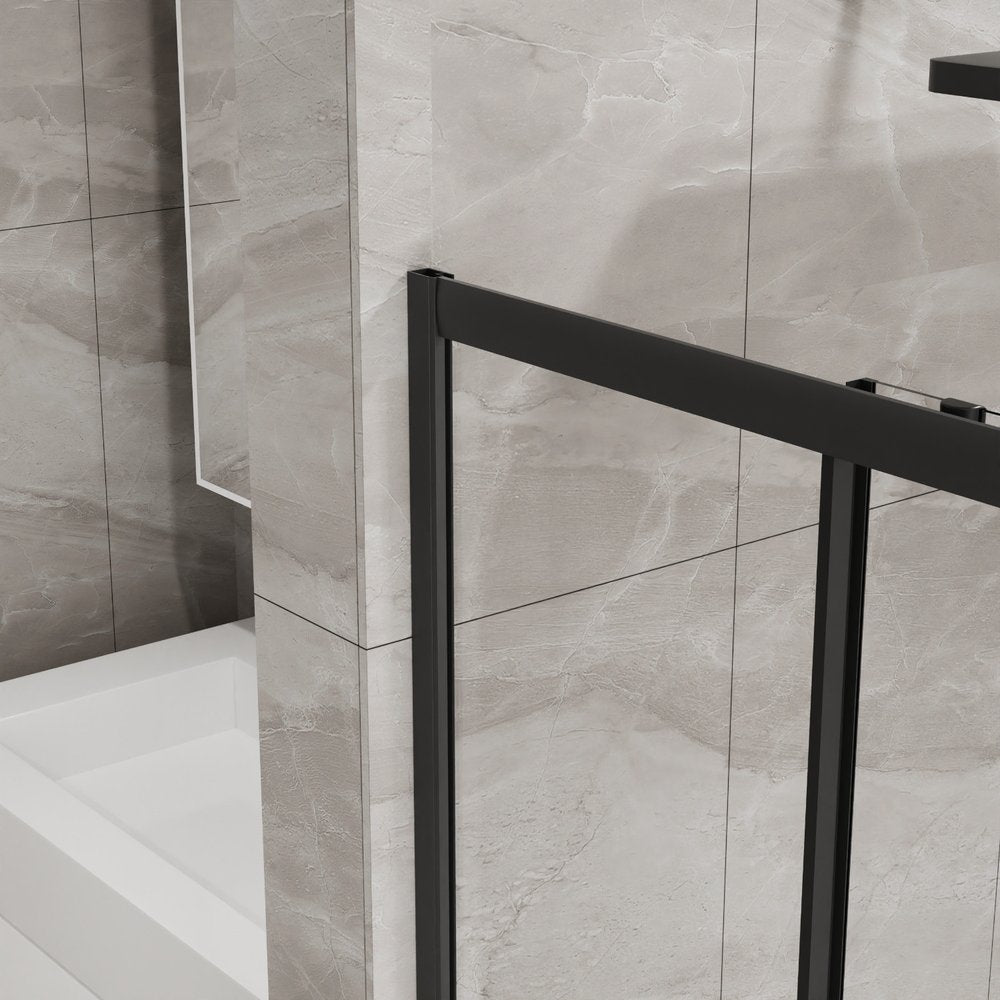 Set Of Two Aluminum and Tempered Glass Shower Doors