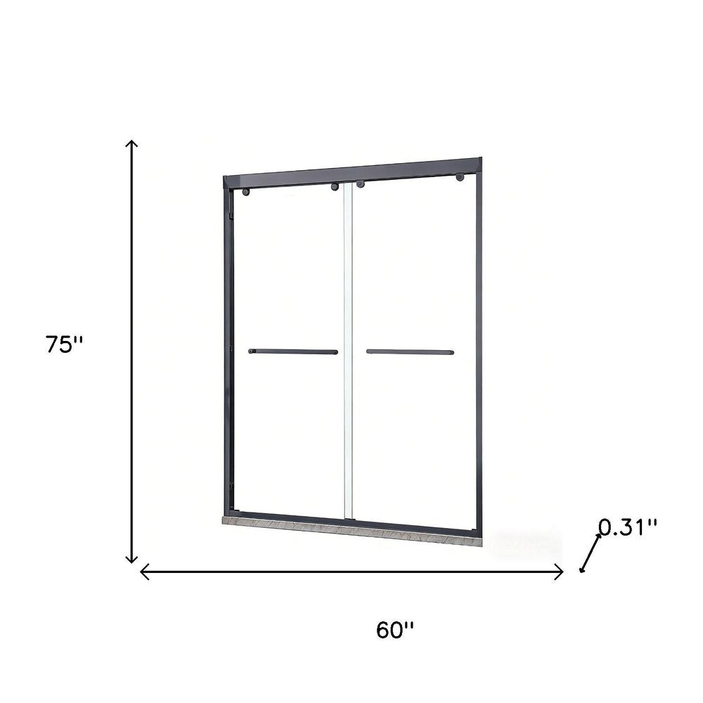 Set Of Two Aluminum and Tempered Glass Shower Doors
