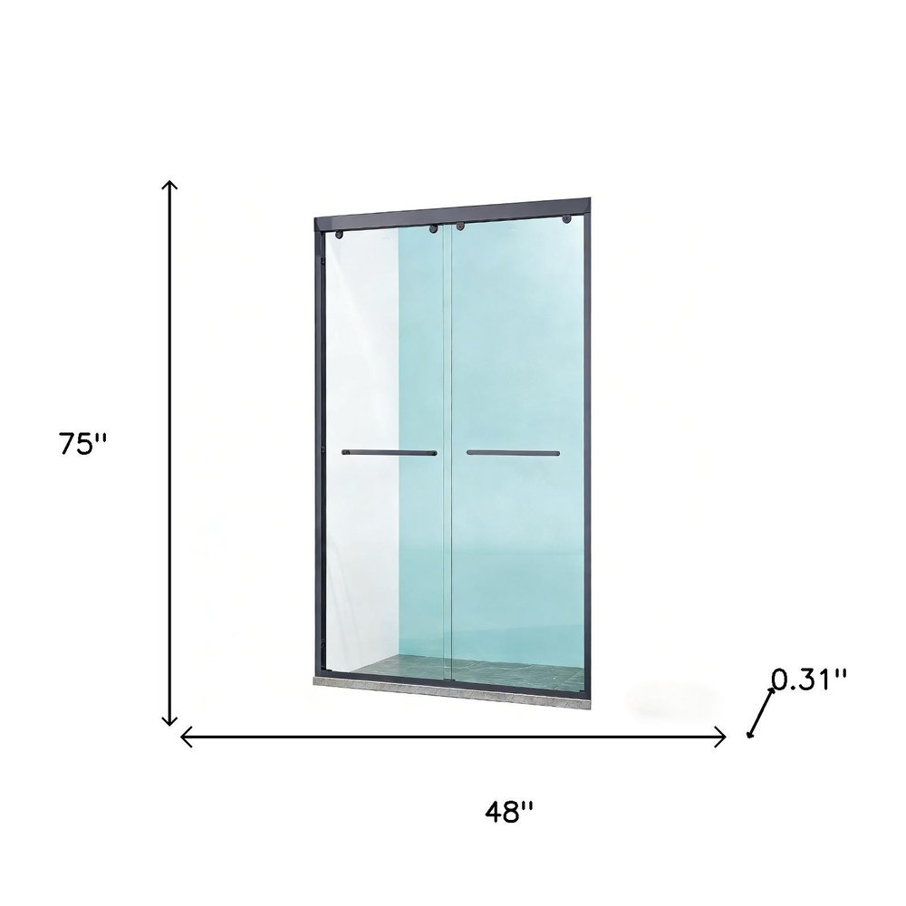 Set Of Two Aluminum and Tempered Glass Shower Doors