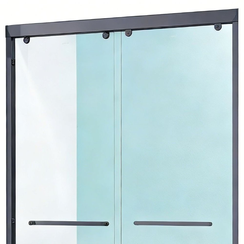 Set Of Two Aluminum and Tempered Glass Shower Doors