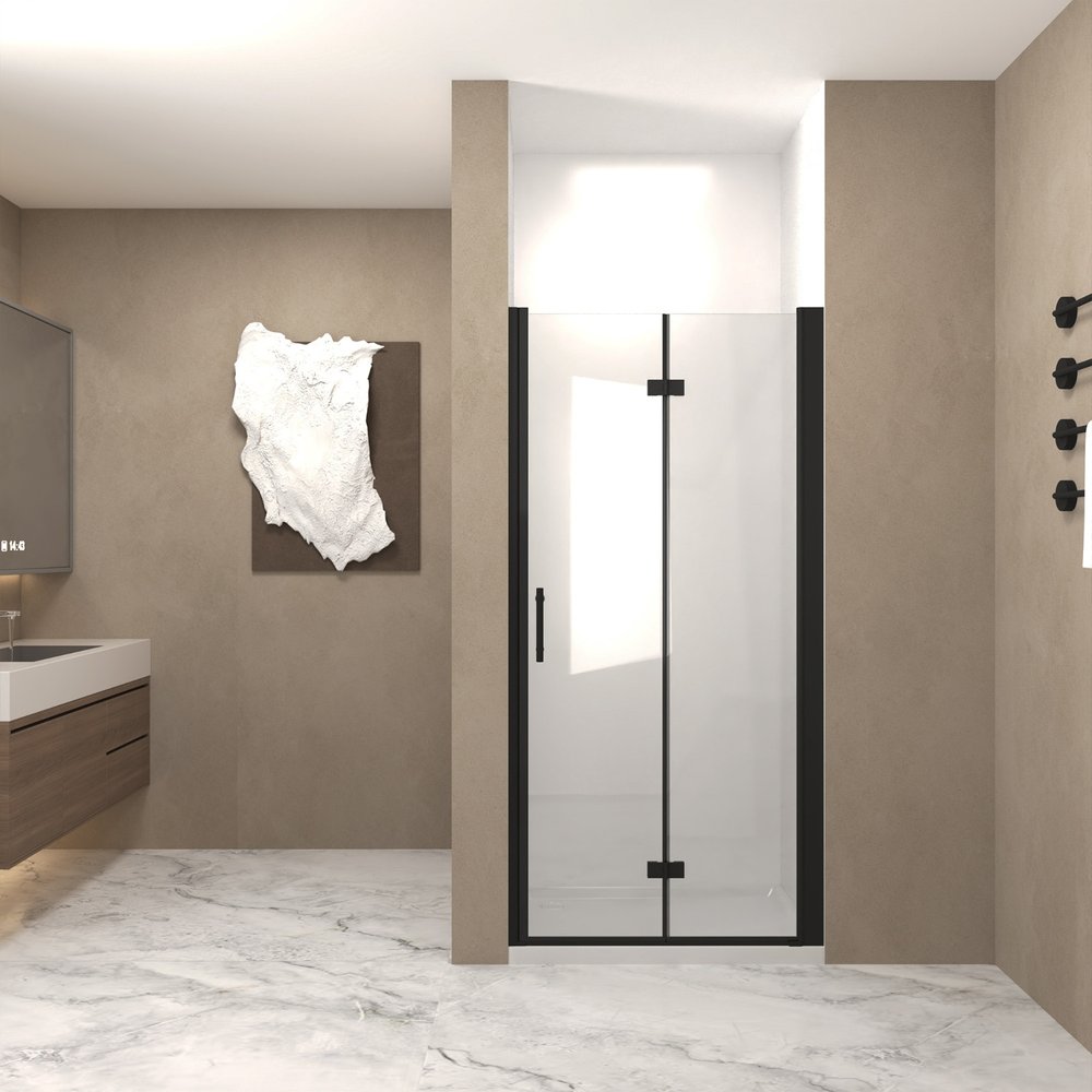 Set Of Two Aluminum and Tempered Glass Shower Doors