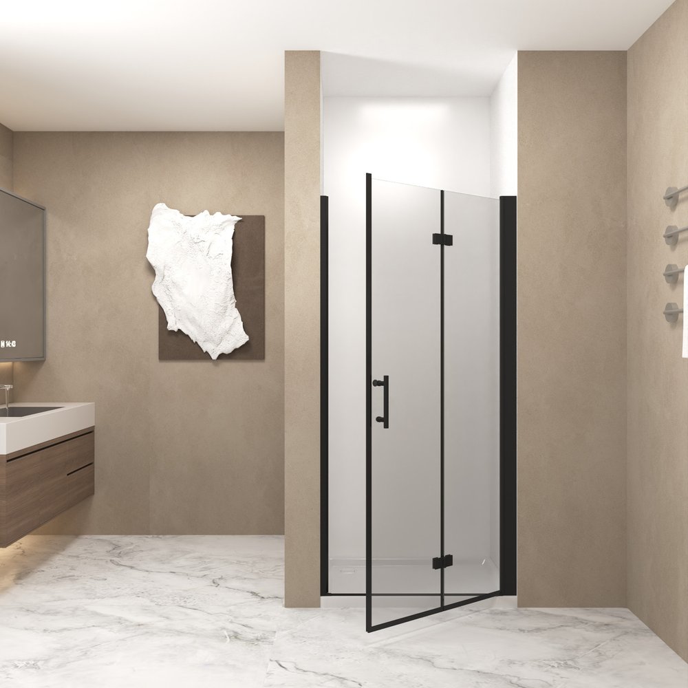 Set Of Two Aluminum and Tempered Glass Shower Doors
