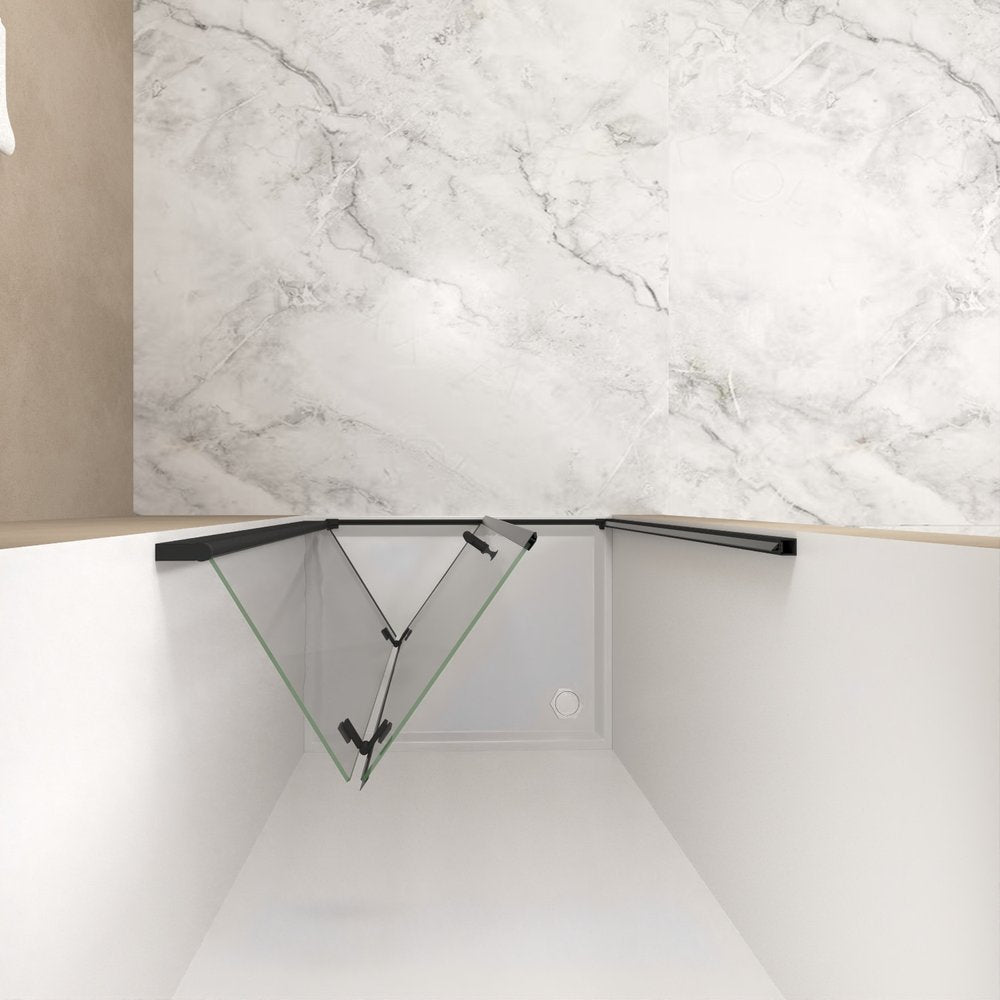 Set Of Two Aluminum and Tempered Glass Shower Doors