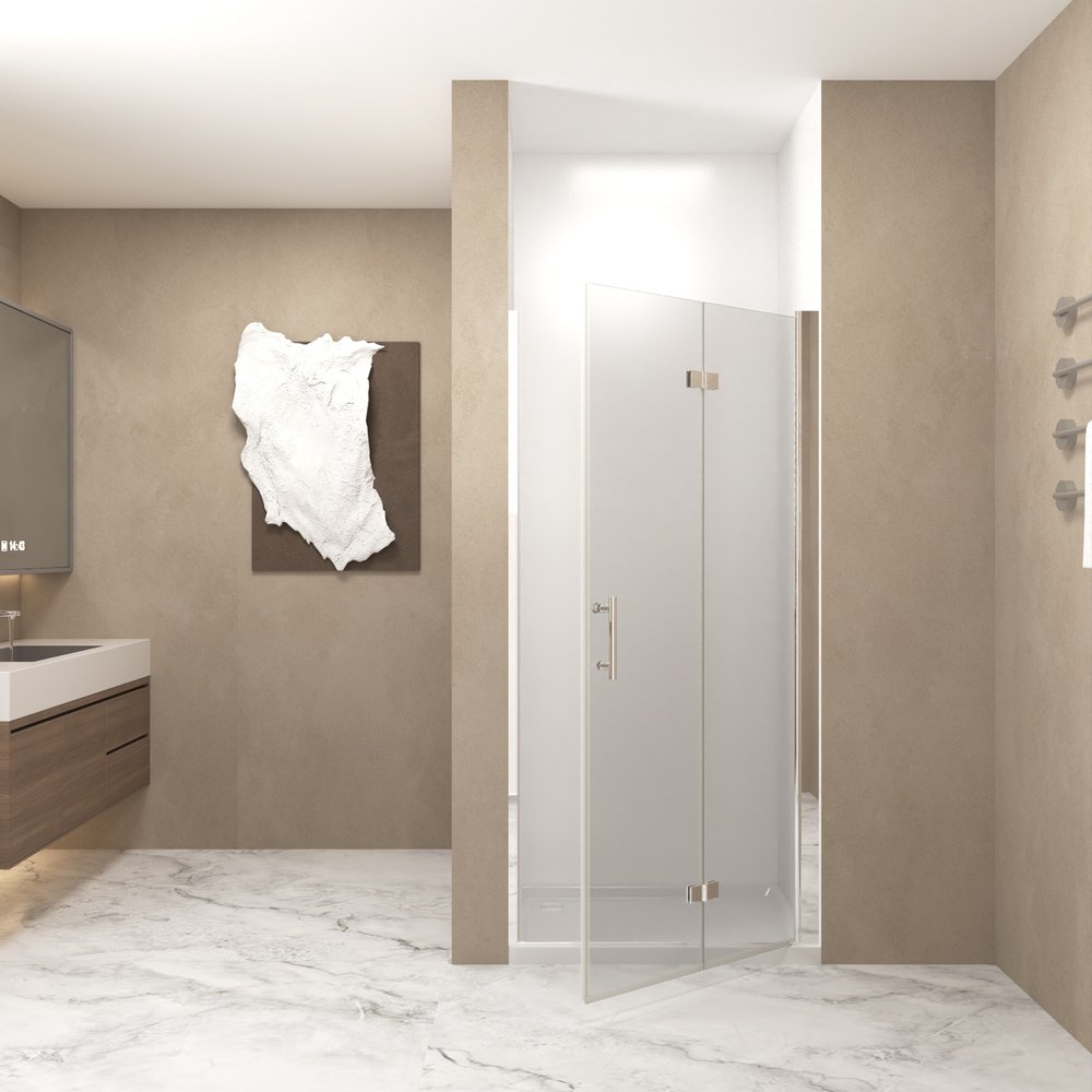 Set Of Two Aluminum and Tempered Glass Shower Doors