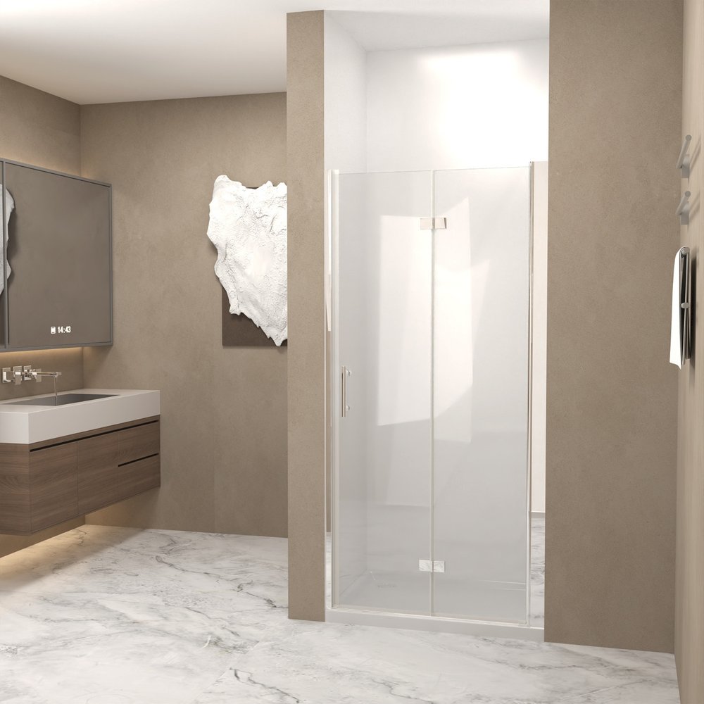 Set Of Two Aluminum and Tempered Glass Shower Doors