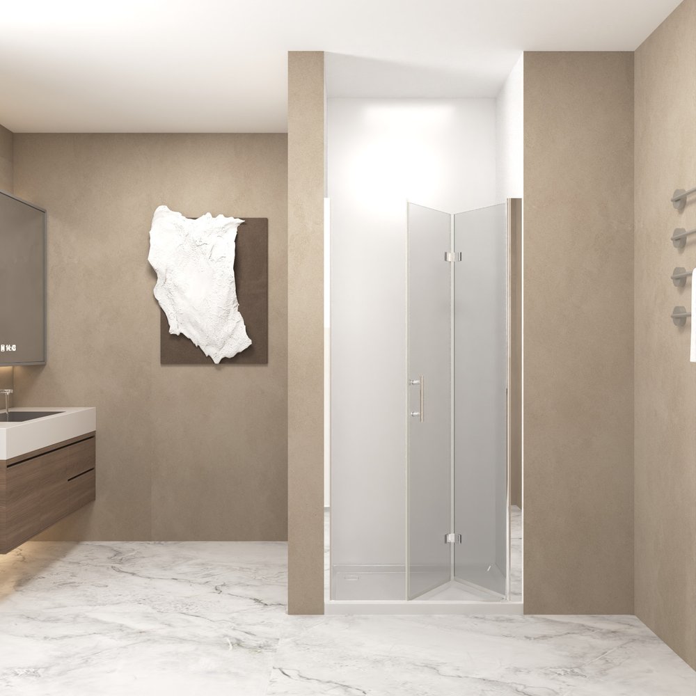 Set Of Two Aluminum and Tempered Glass Shower Doors