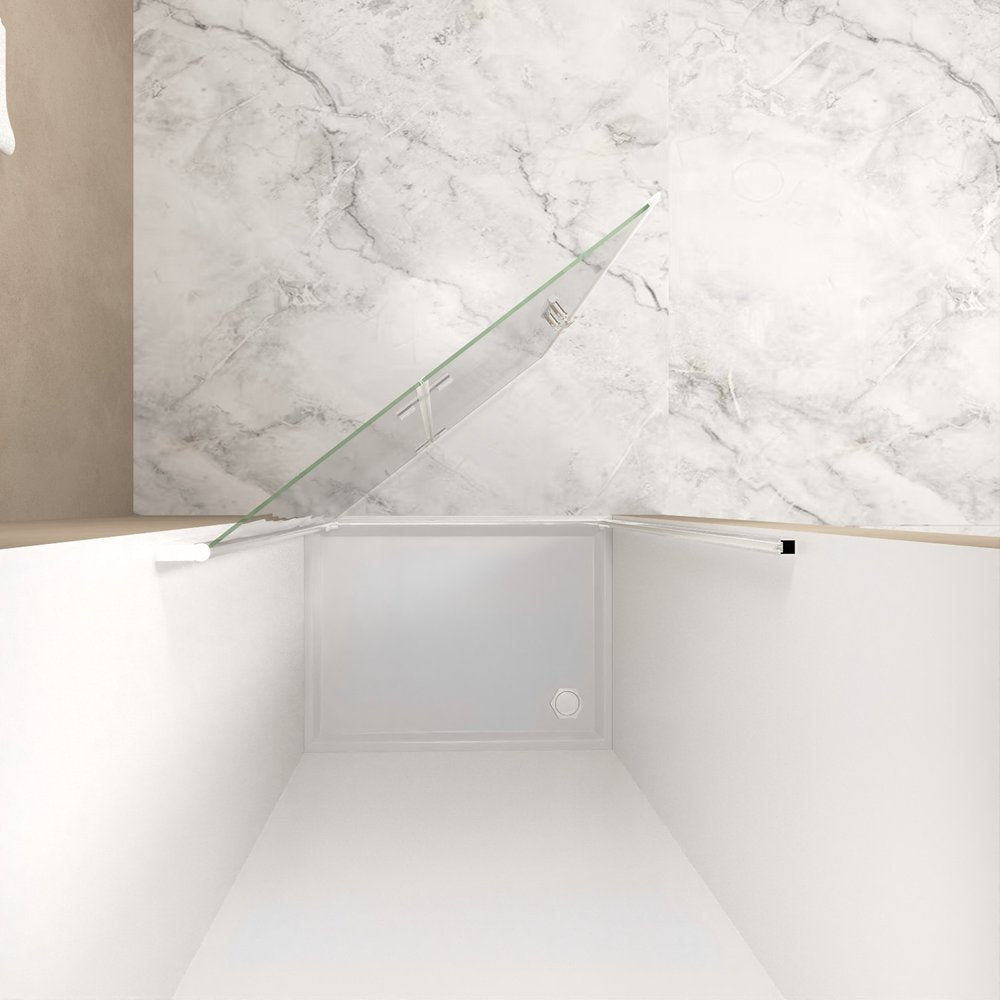 Set Of Two Aluminum and Tempered Glass Shower Doors