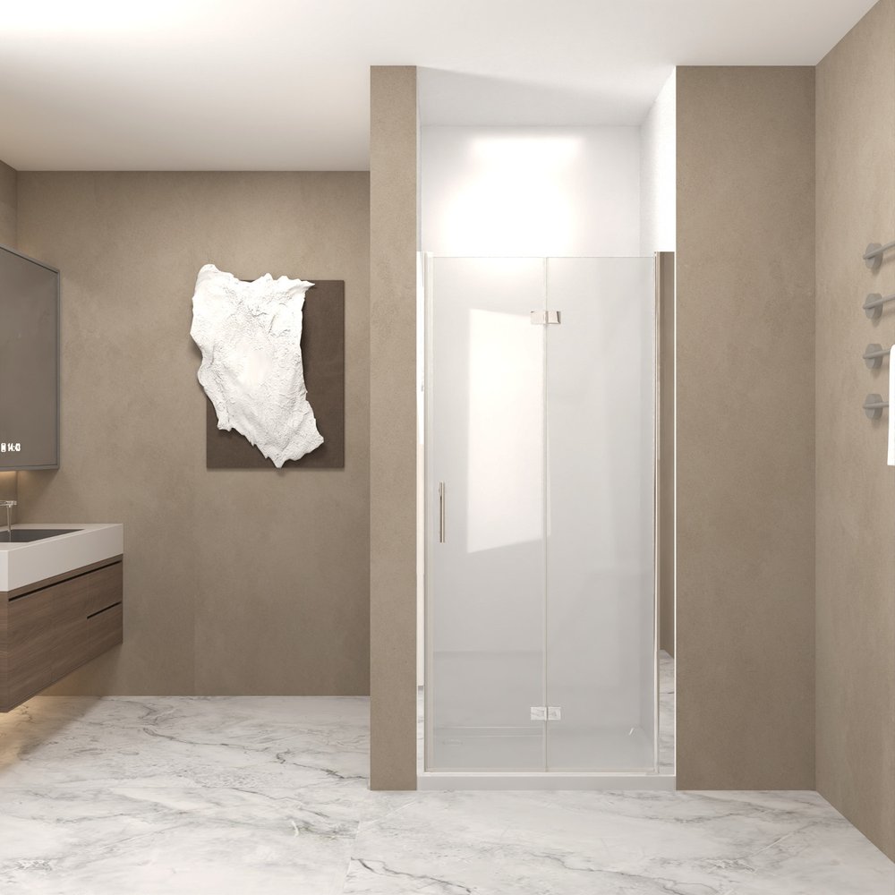 Set Of Two Aluminum and Tempered Glass Shower Doors