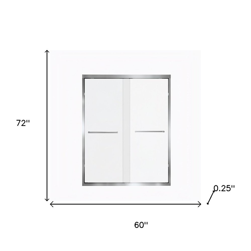 Set Of Two Aluminum and Tempered Glass Shower Doors