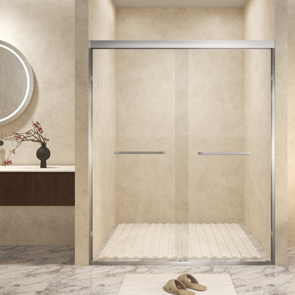 Set Of Two Aluminum and Tempered Glass Shower Doors