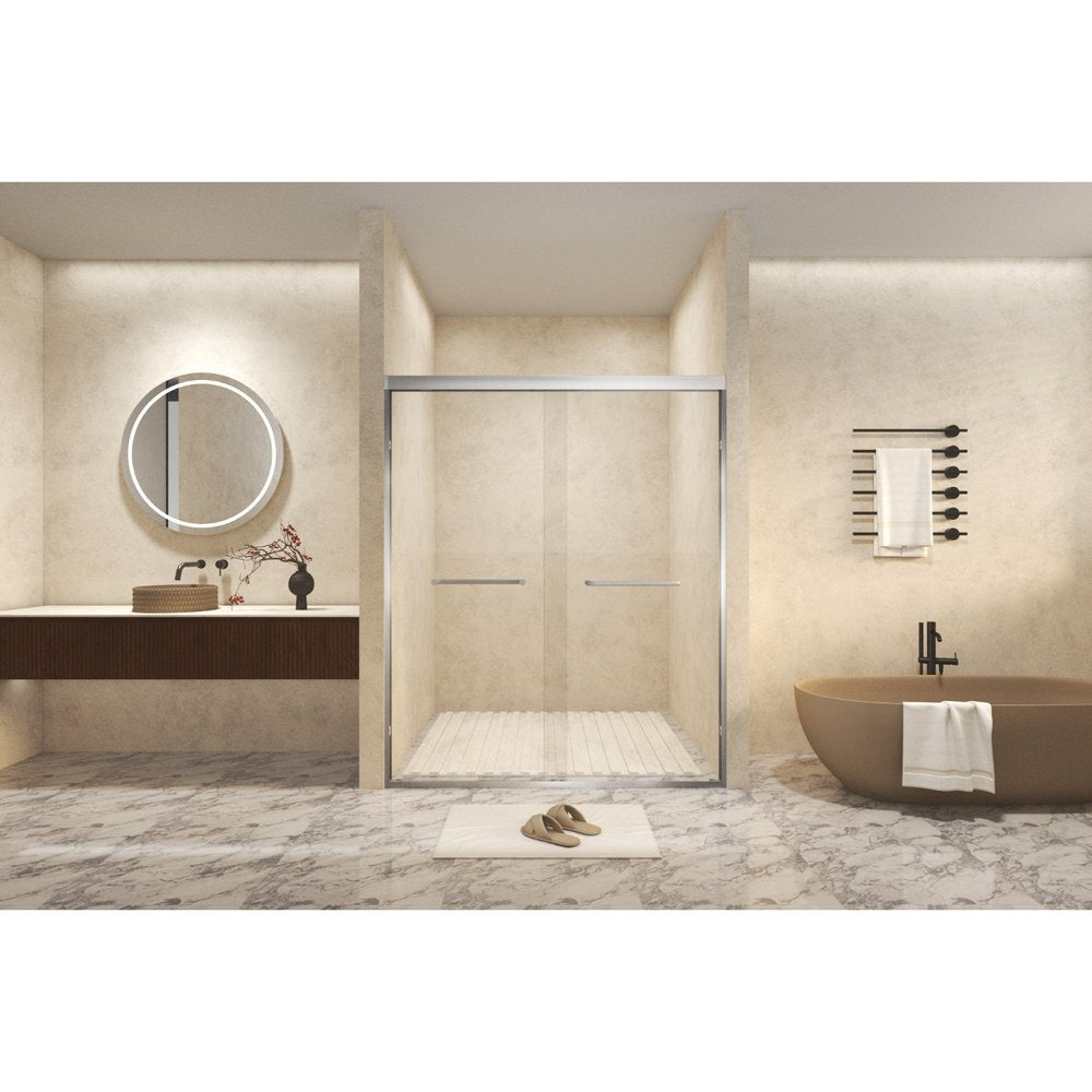 Set Of Two Aluminum and Tempered Glass Shower Doors