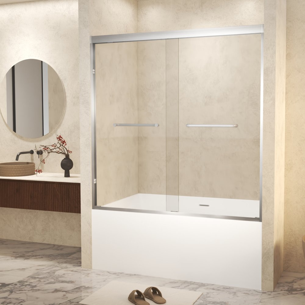 Set Of Two Aluminum and Tempered Glass Shower Doors