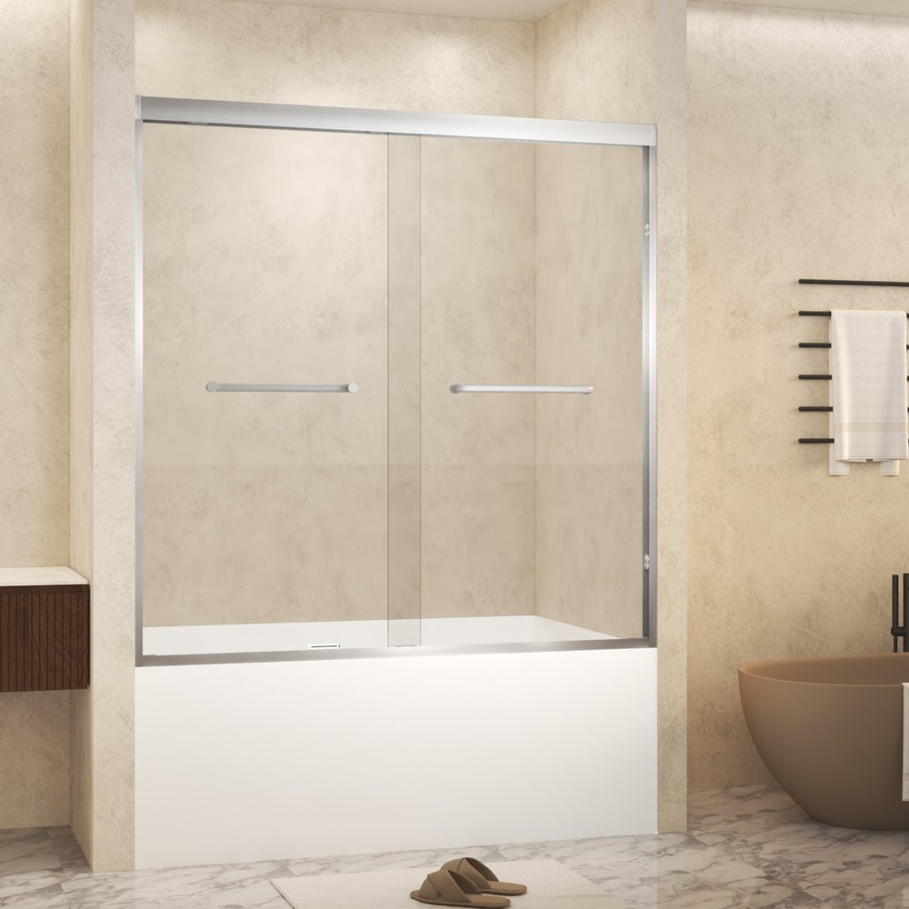 Set Of Two Aluminum and Tempered Glass Shower Doors