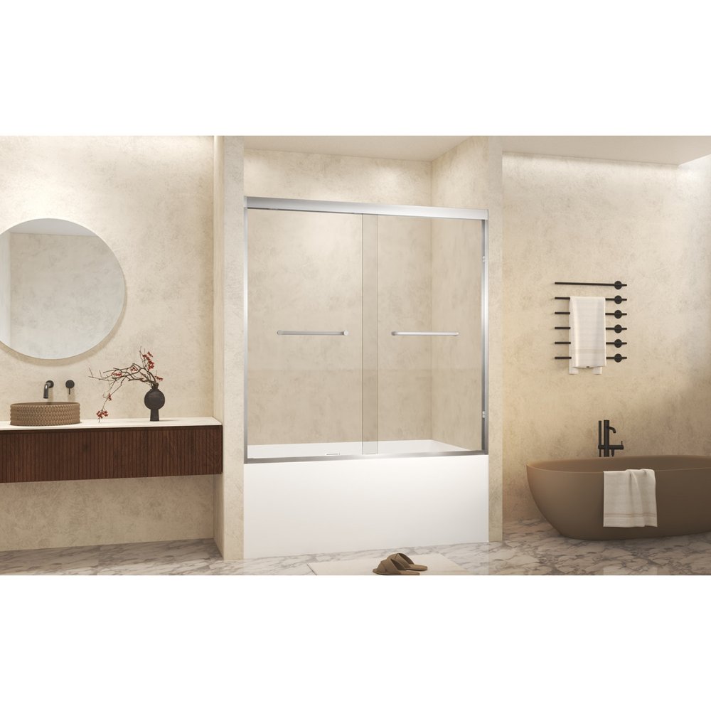 Set Of Two Aluminum and Tempered Glass Shower Doors