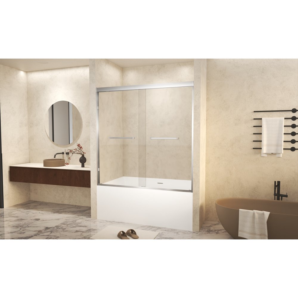 Set Of Two Aluminum and Tempered Glass Shower Doors