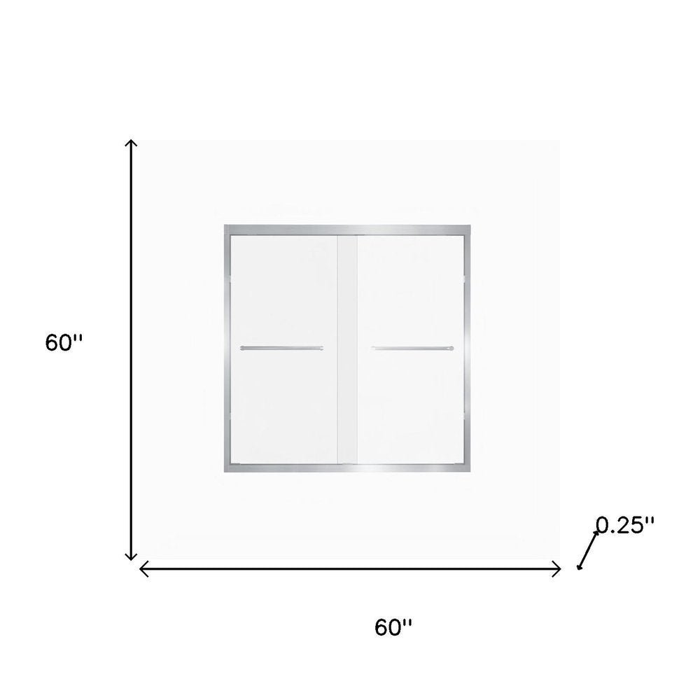 Set Of Two Aluminum and Tempered Glass Shower Doors