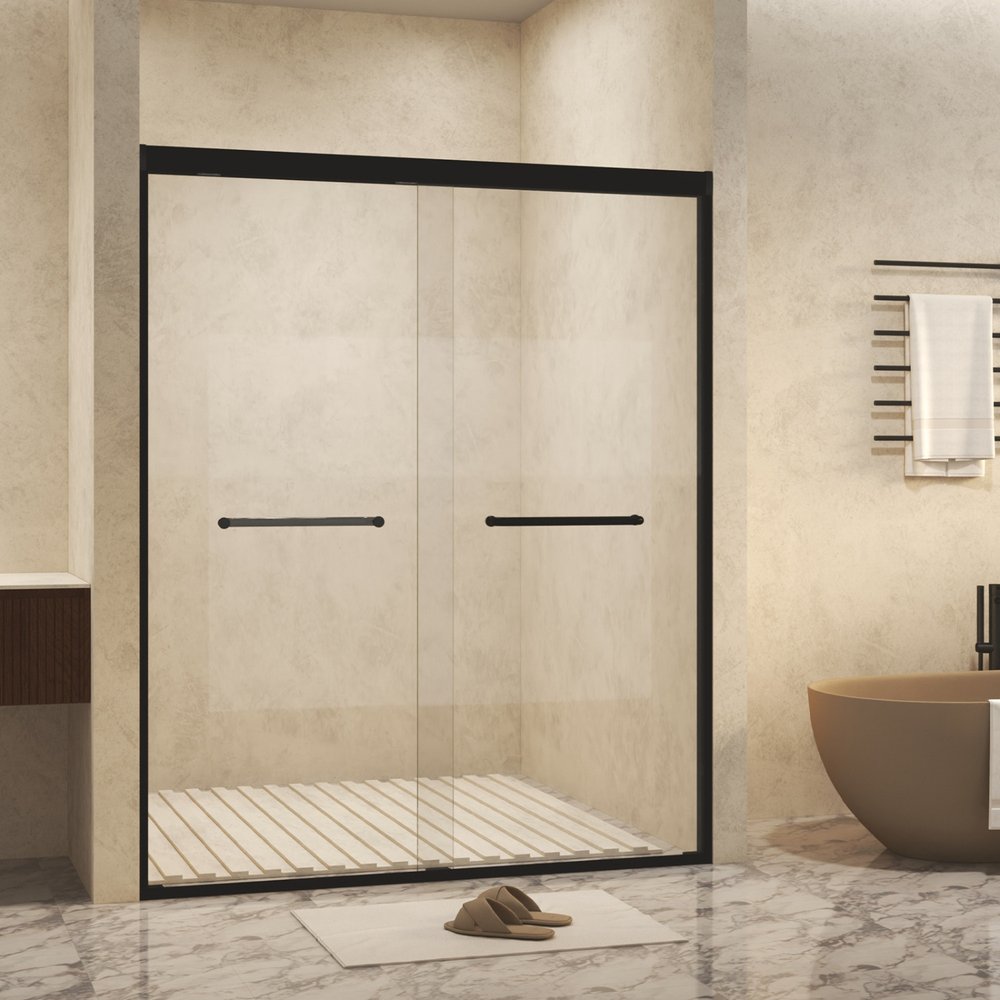 Set Of Two Aluminum and Tempered Glass Shower Doors