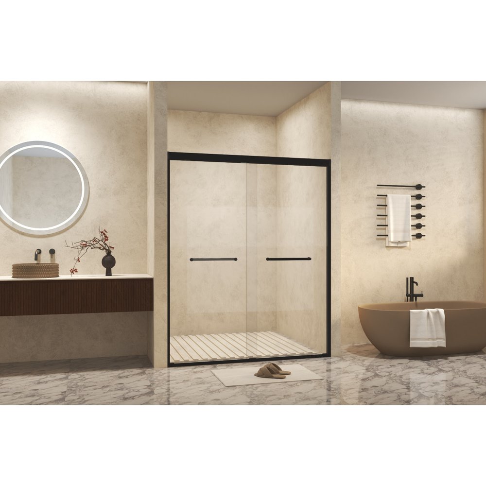 Set Of Two Aluminum and Tempered Glass Shower Doors