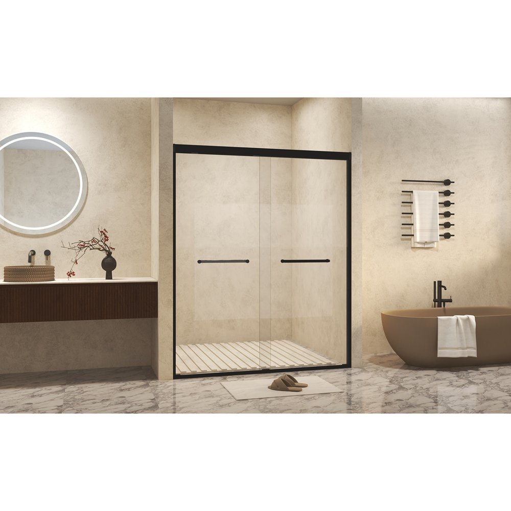Set Of Two Aluminum and Tempered Glass Shower Doors