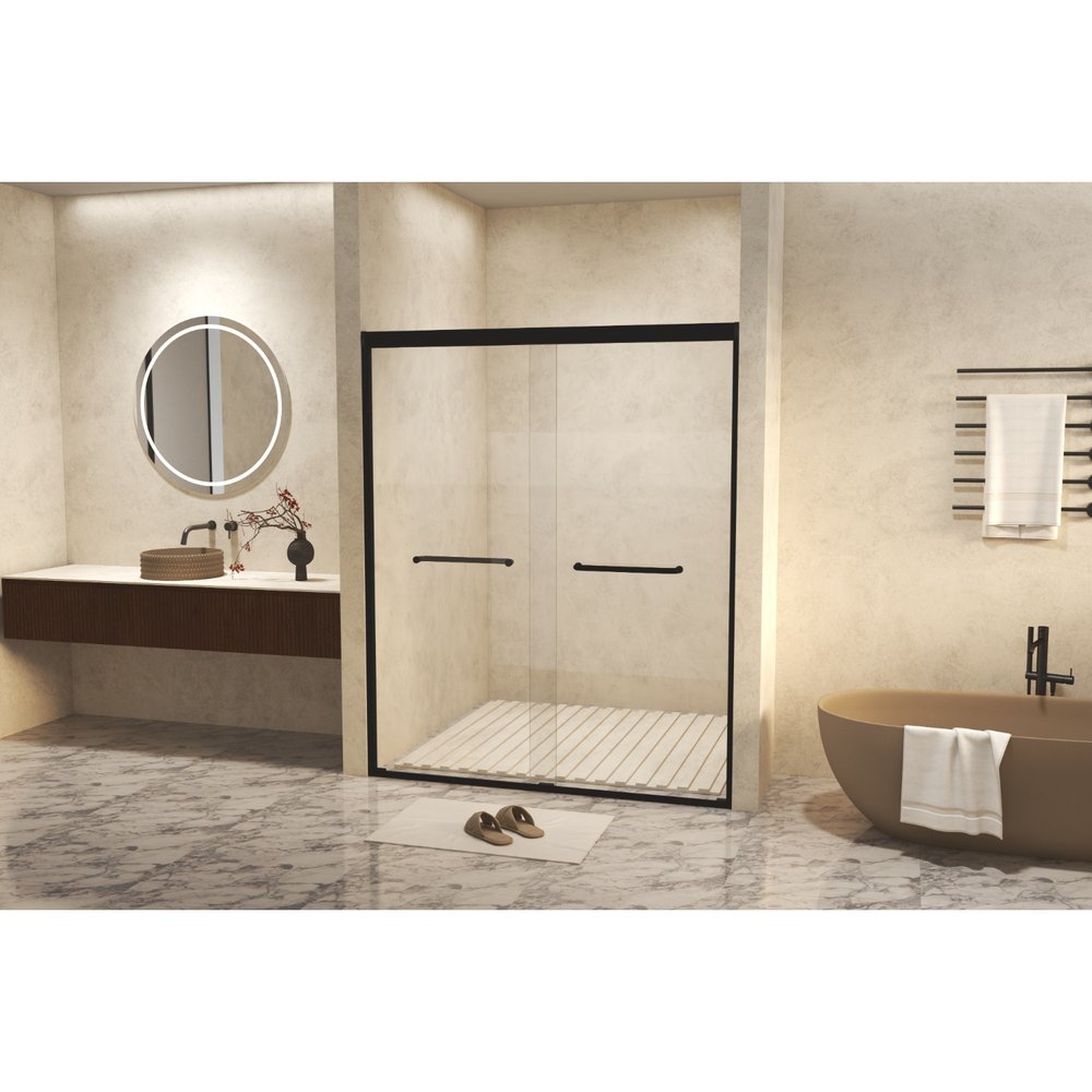 Set Of Two Aluminum and Tempered Glass Shower Doors