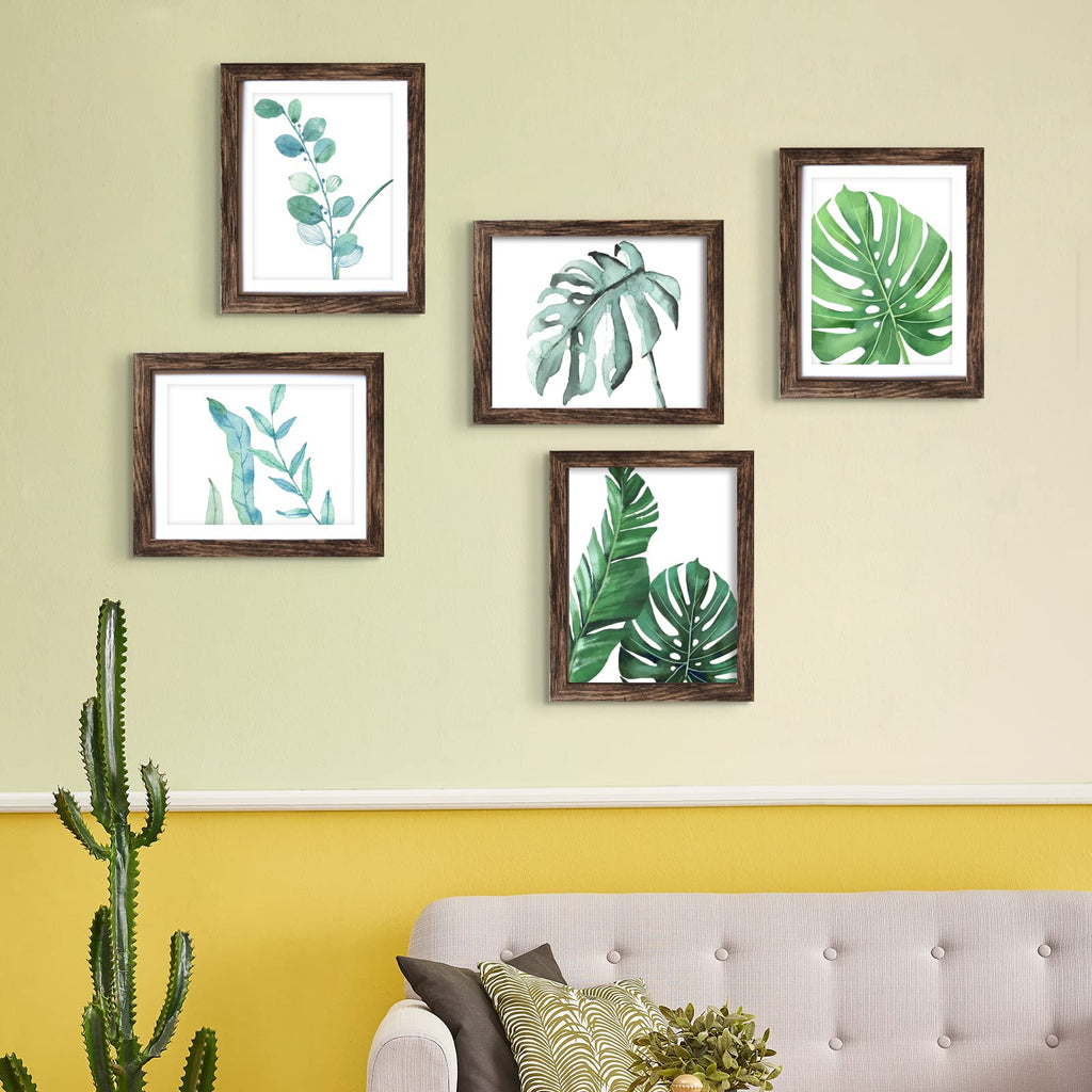 SESEAT 8x10 Picture Frames Rustic Brown with Mat Photo Frames 4 Pack