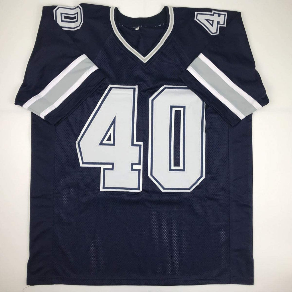 Autographed/Signed Bill Bates Dallas Blue Football Jersey JSA COA